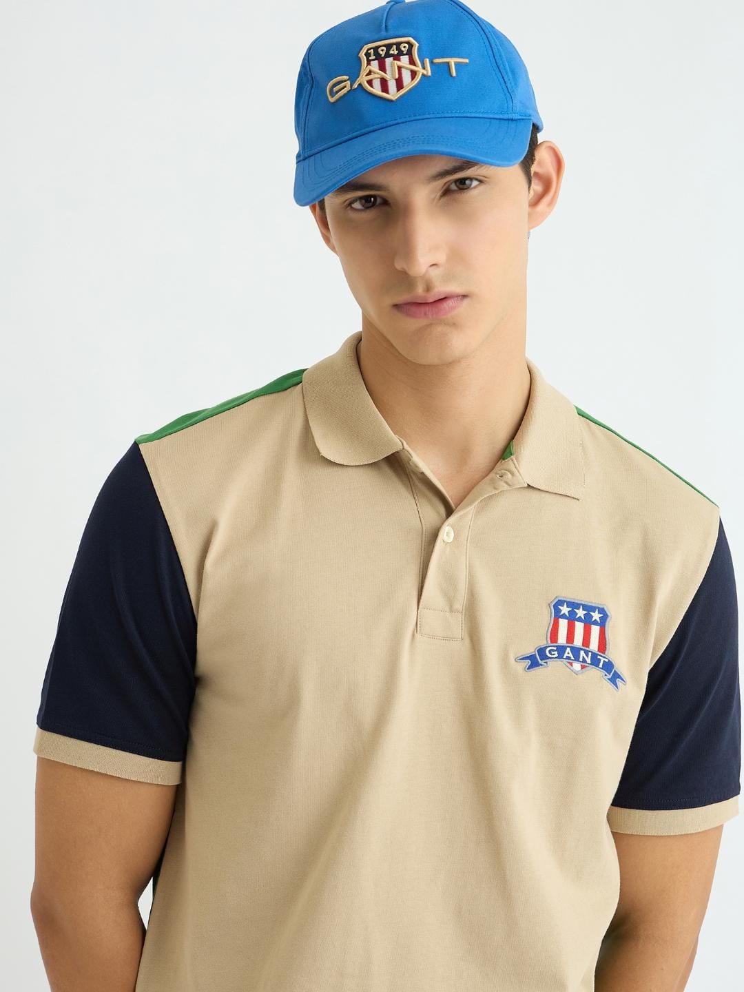 Gant Men Grey Coloublocked Polo Tshirt