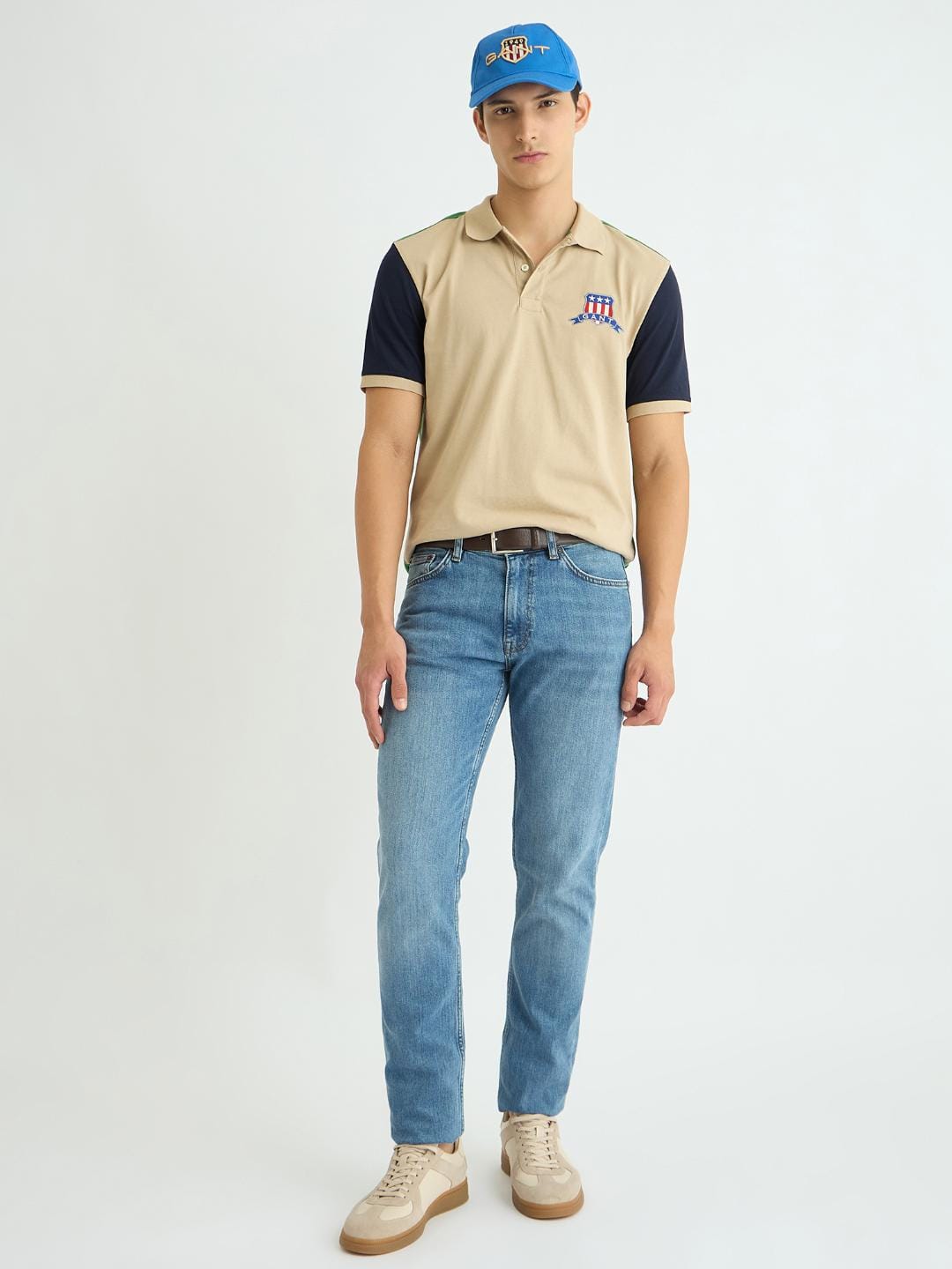 Gant Men Grey Coloublocked Polo Tshirt