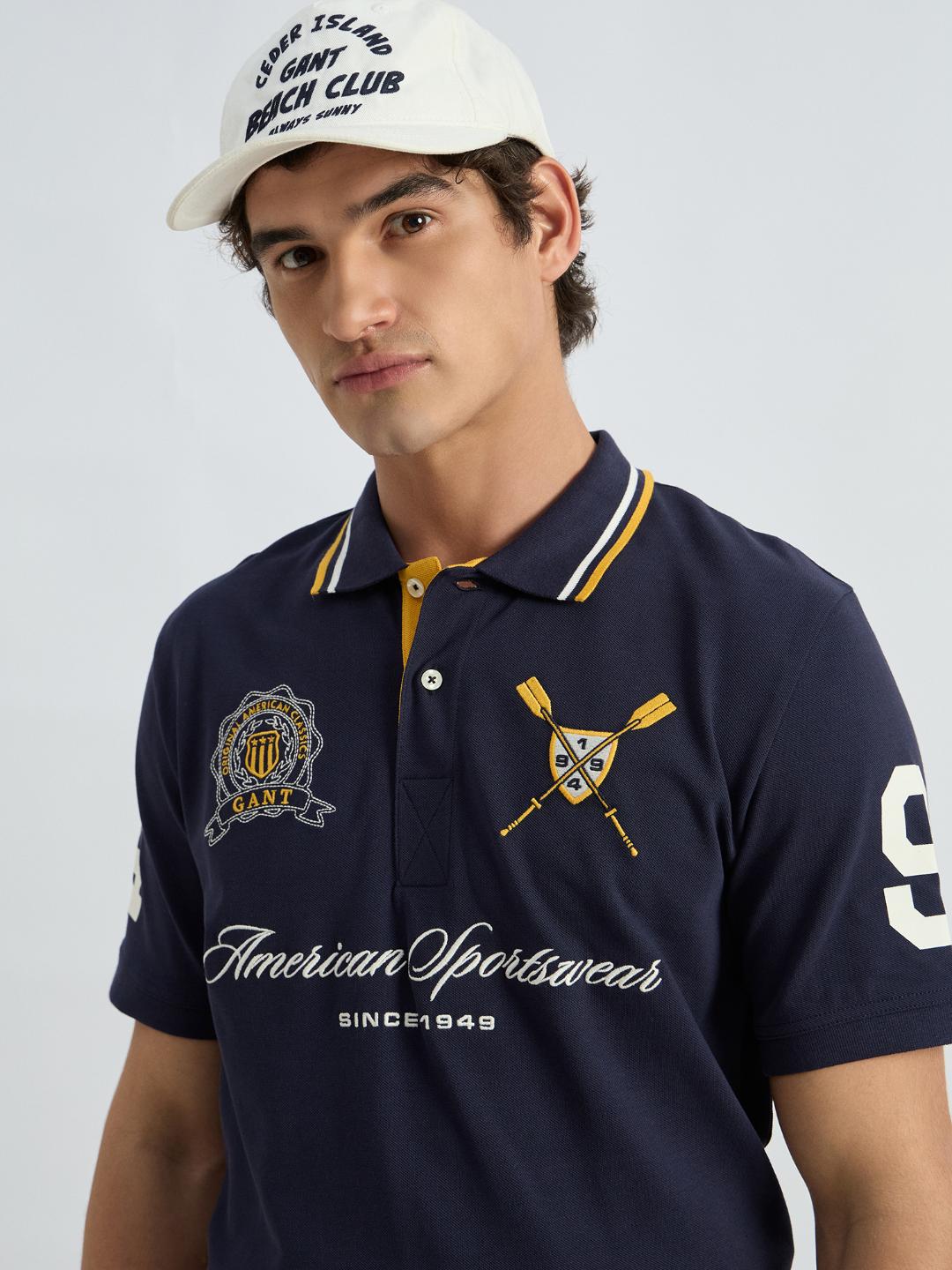 Gant Men Blue Printed Polo Tshirt