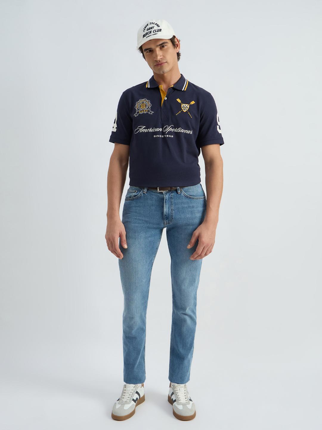 Gant Men Blue Printed Polo Tshirt