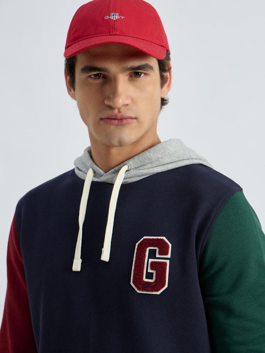 Gant Men Blue Colour blocked Hooded Sweatshirt