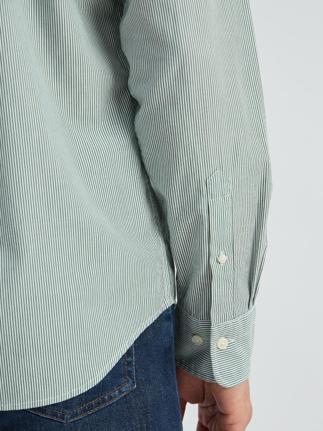 Gant Men Green Striped Collar Shirt