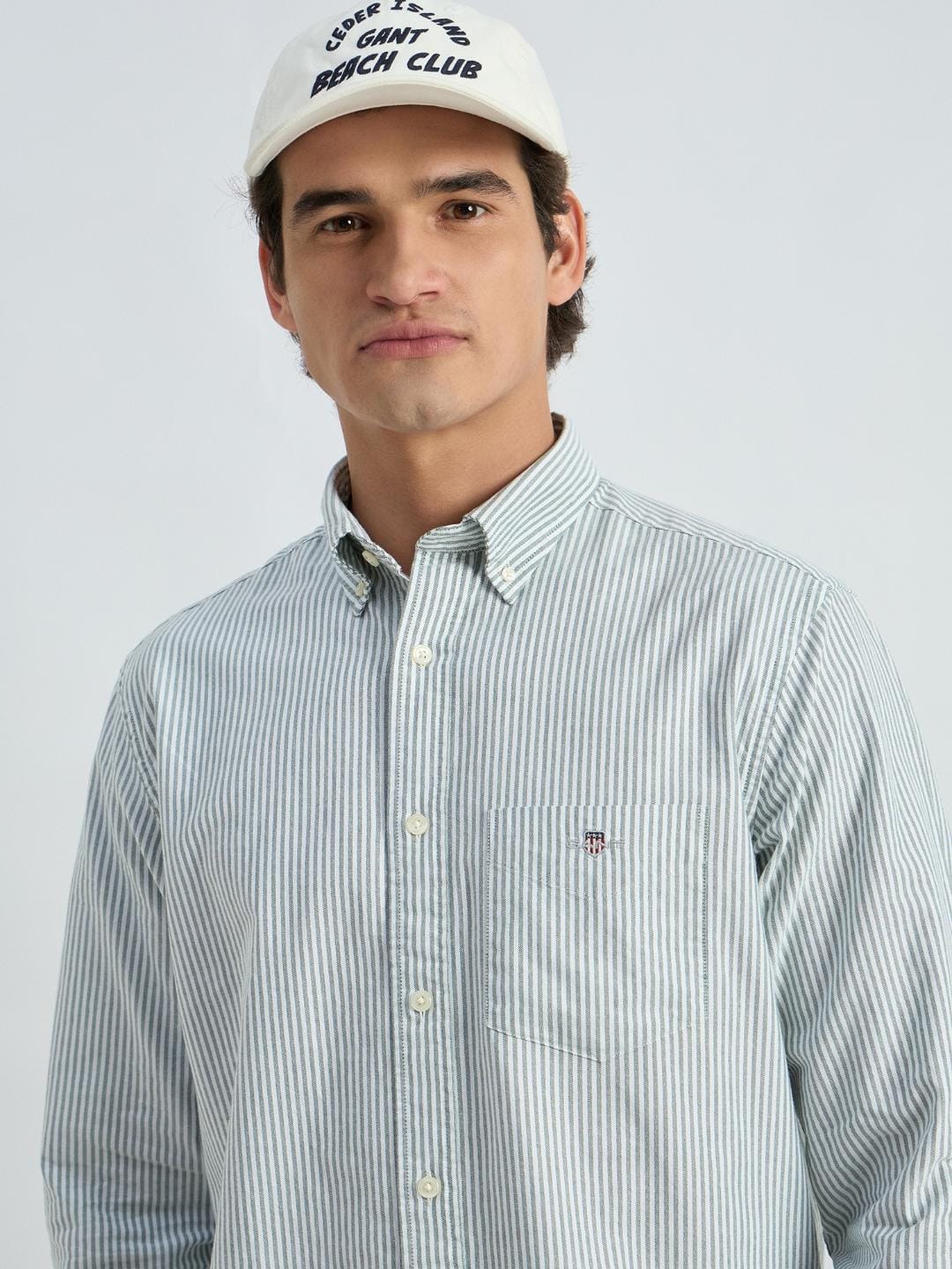 Gant Men Green Striped Collar Shirt