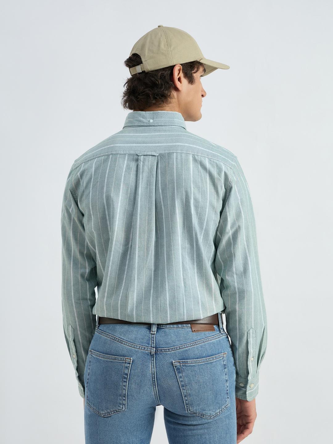 Gant Men Green Striped Shirt