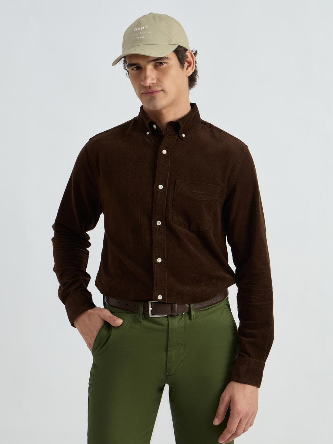 Gant Men Brown Solid Collar Shirt