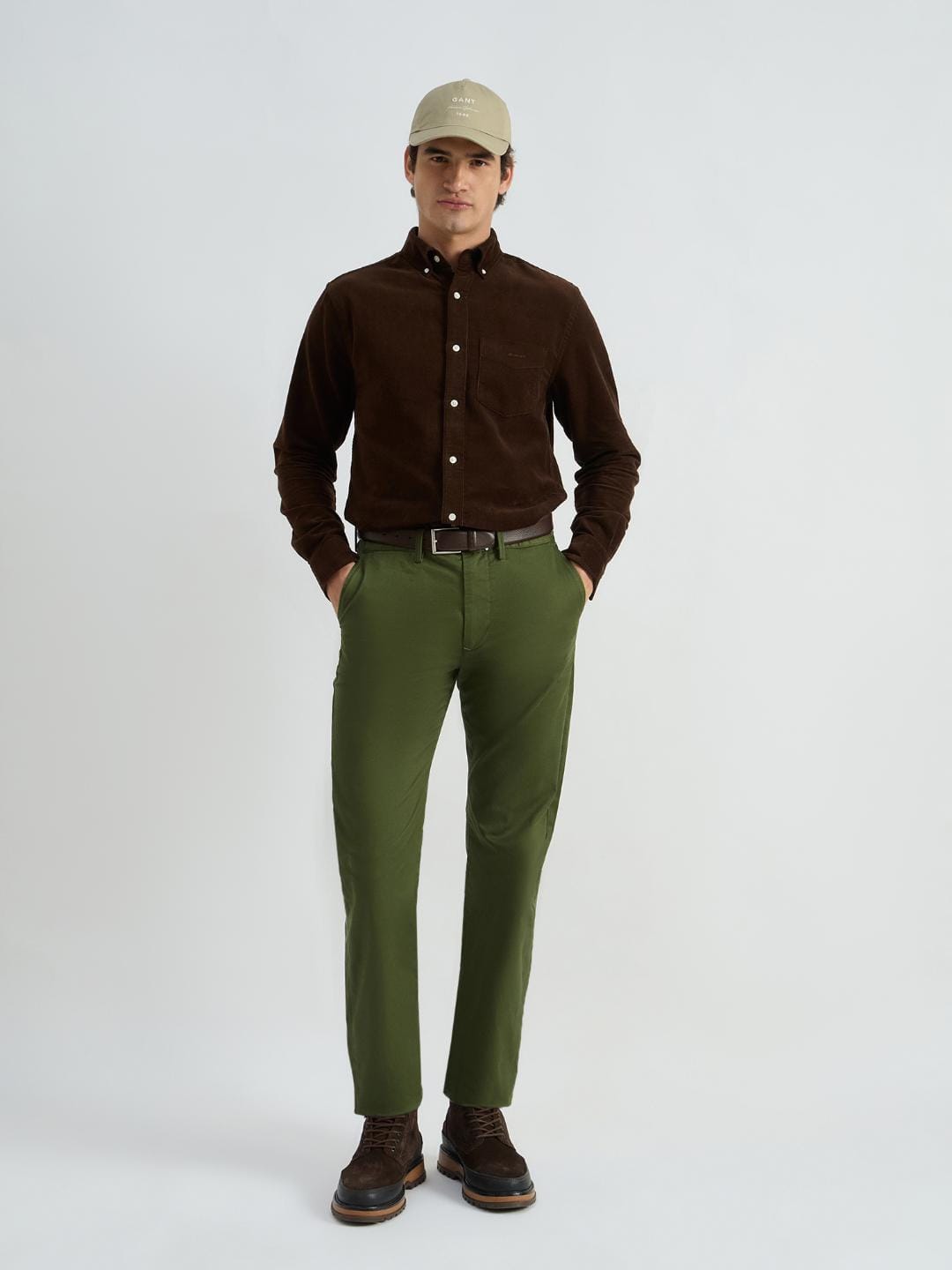 Gant Men Brown Solid Collar Shirt