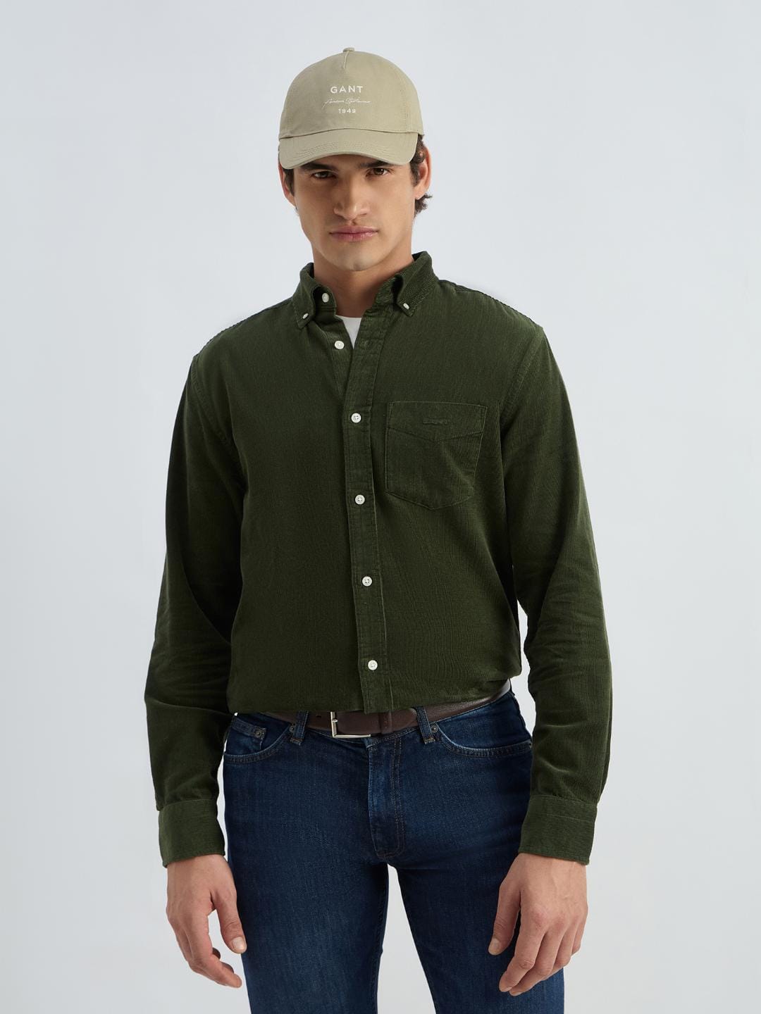 Gant Men Green Solid Collar Shirt
