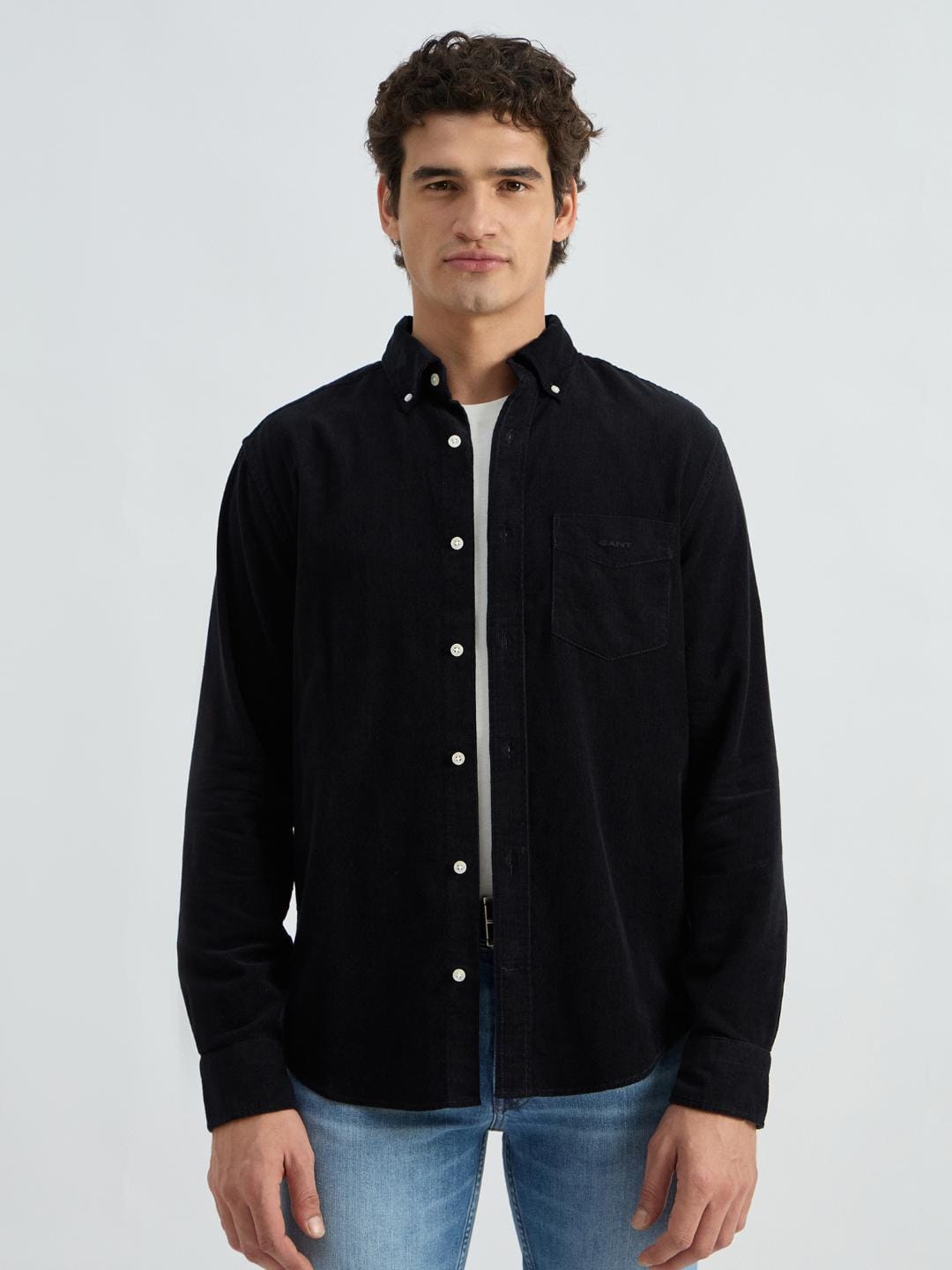 Gant Men Black Solid Collar Shirt