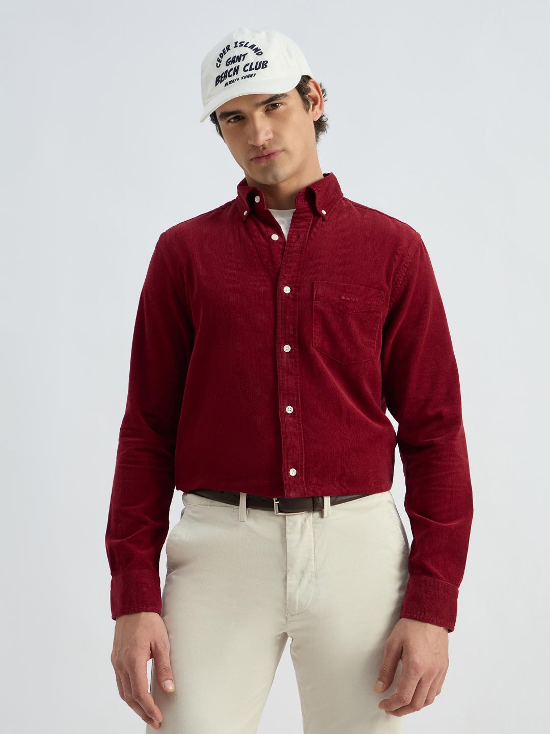 Gant Men Red Solid Collar Shirt