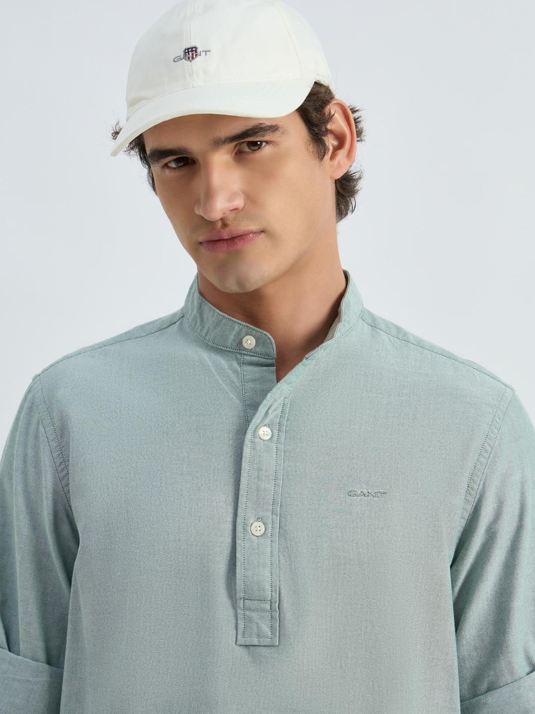 Gant Men Green Solid Collar Shirt