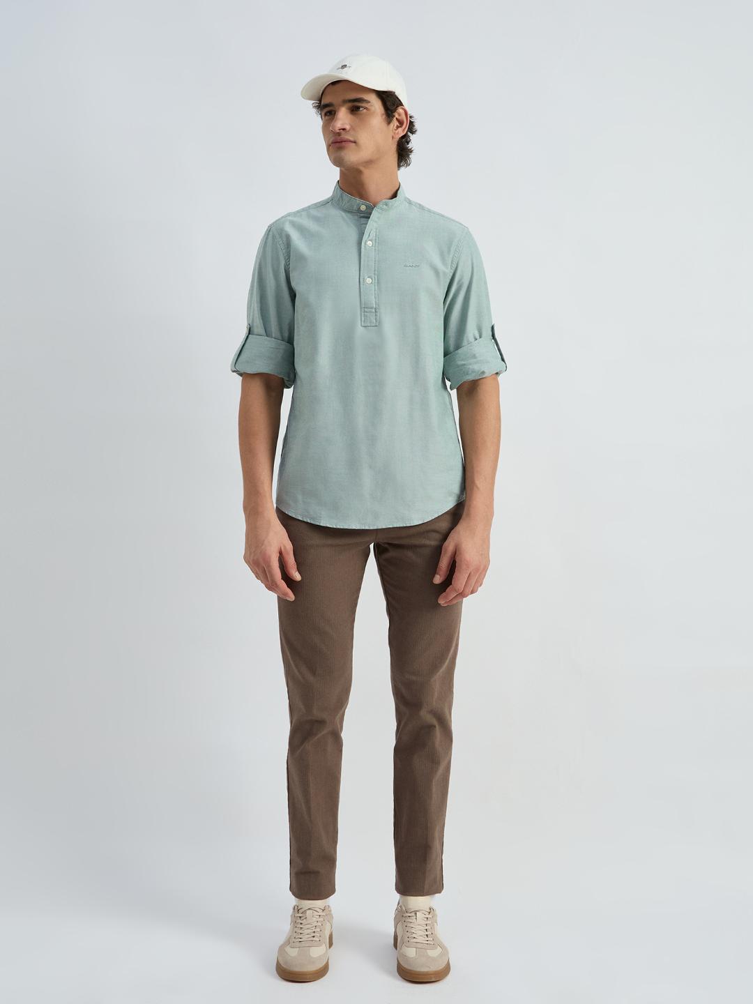 Gant Men Green Solid Collar Shirt