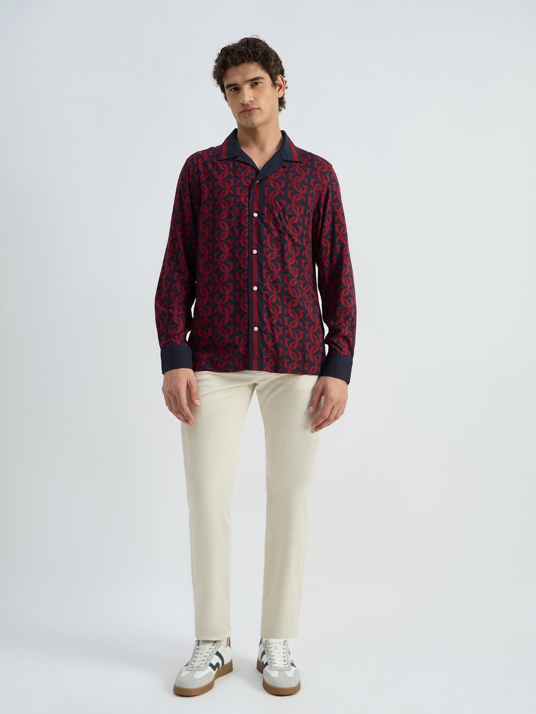 Gant Men Blue Printed Collar Shirt