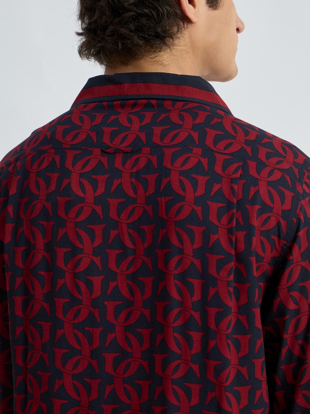 Gant Men Blue Printed Collar Shirt