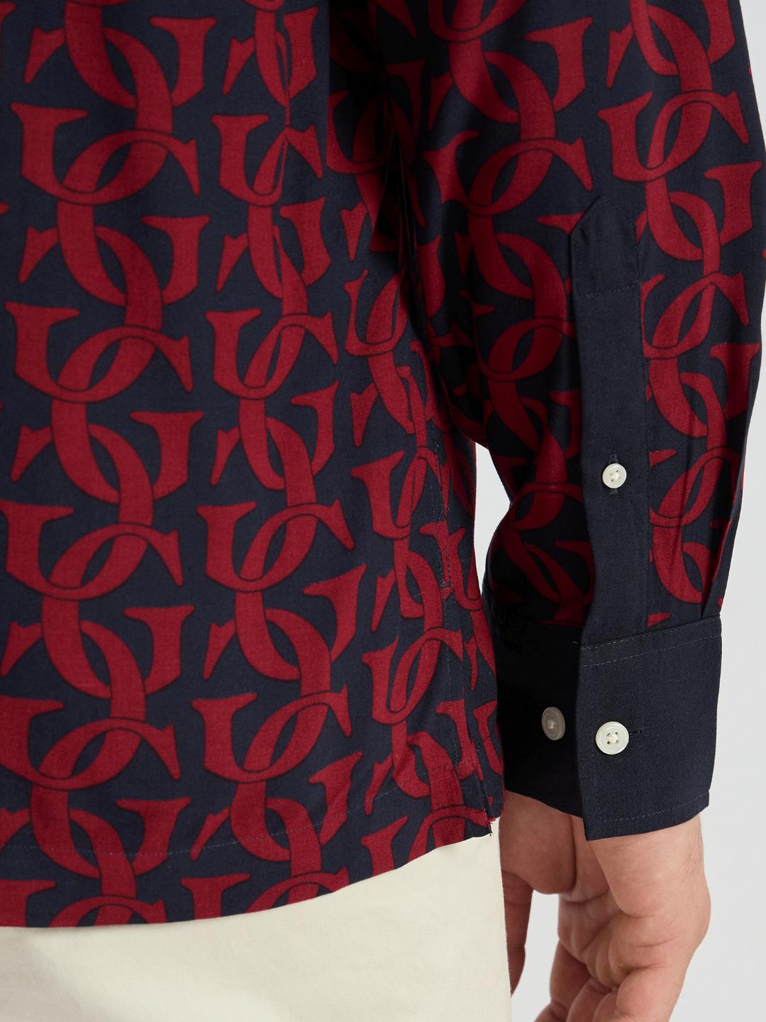 Gant Men Blue Printed Collar Shirt