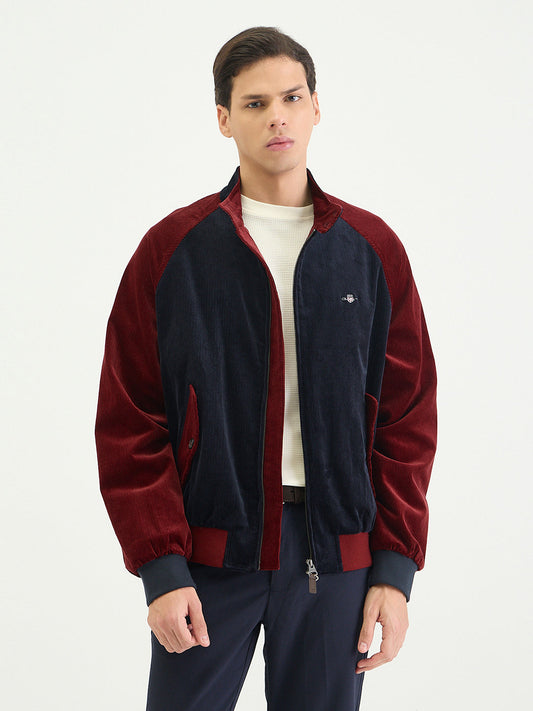 Gant Men Regular Navy Blue Solid Cord Harrington Jacket