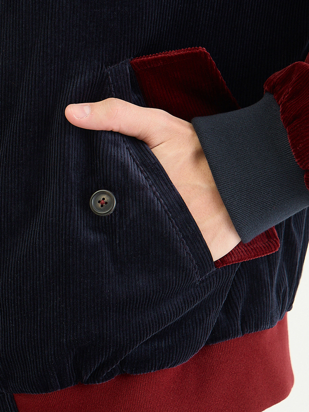 Gant Men Regular Navy Blue Solid Cord Harrington Jacket