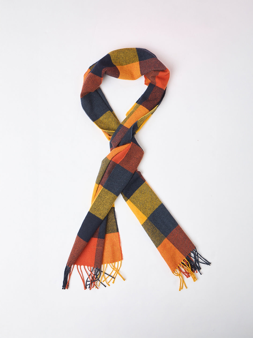 Gant Men Orange Pure Wool Checked Scarf