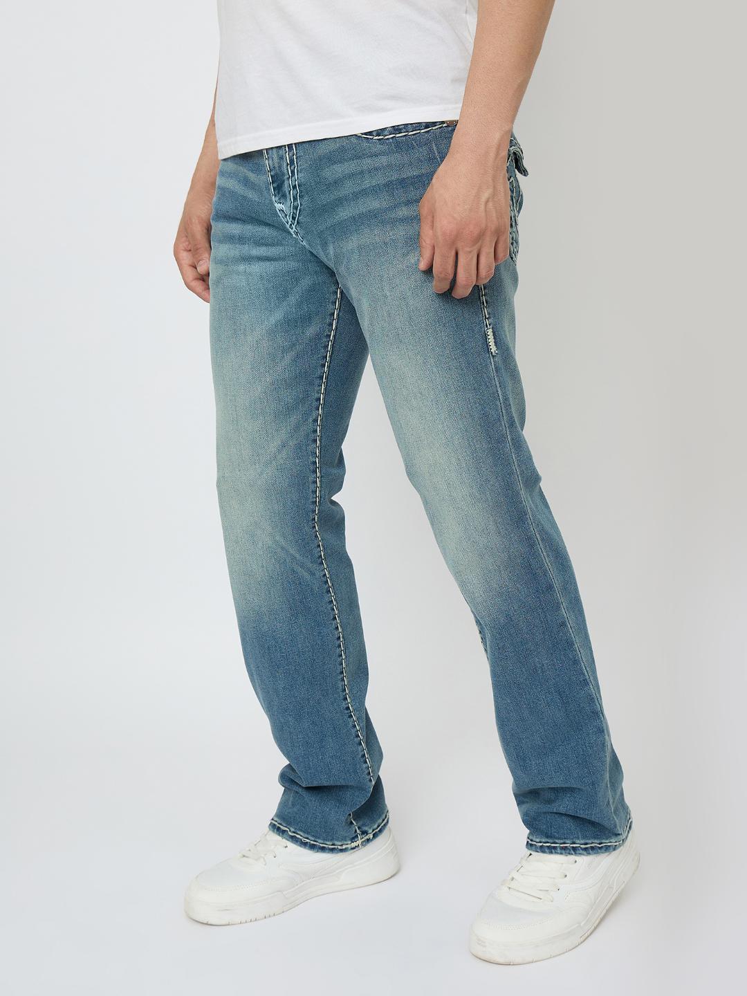 True Religion Men SUPER T Ricky Straight Fit Medium Wash Jeans