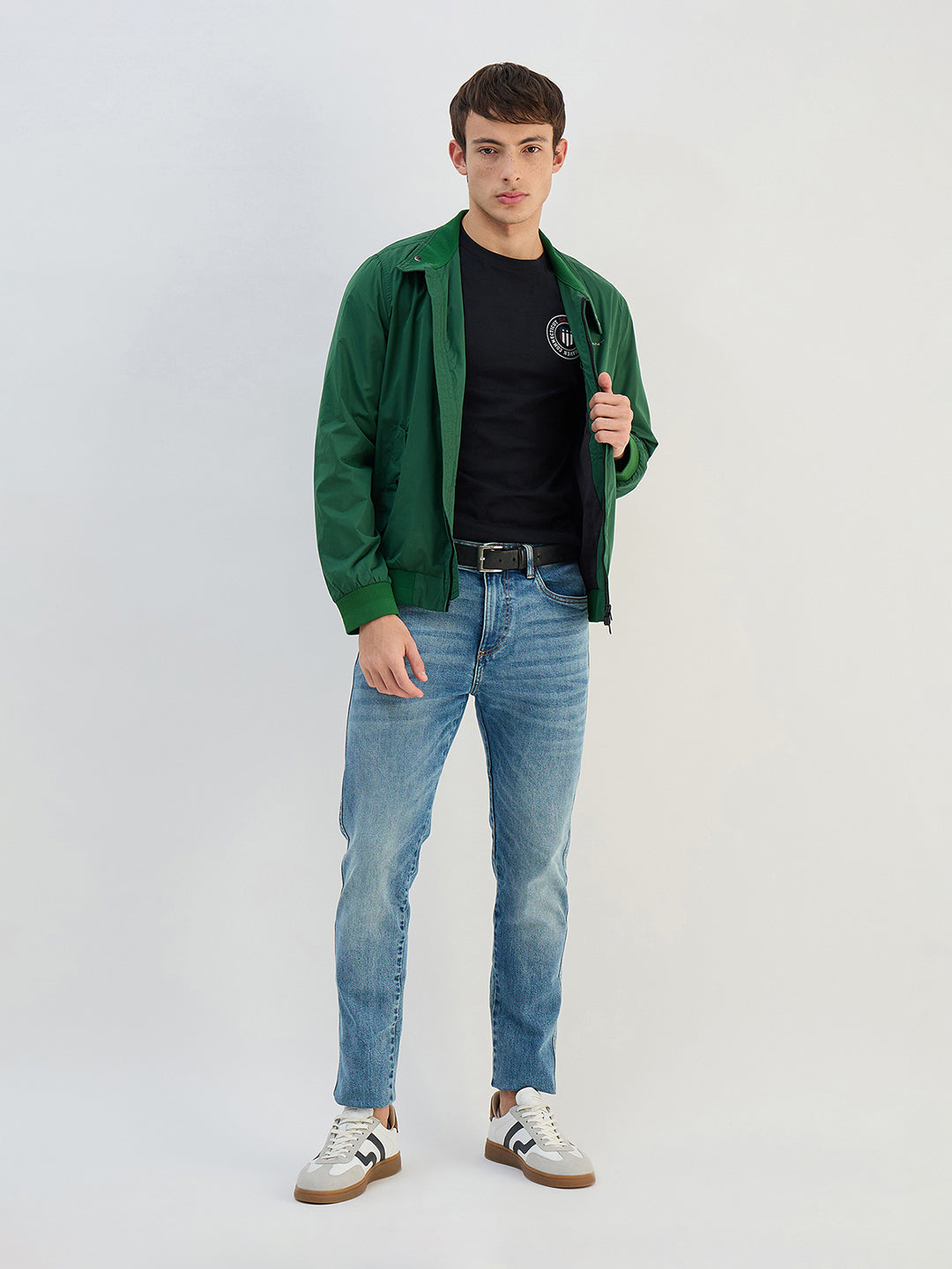 GANT Men Black Logo Crew Neck Regular Fit T Shirt