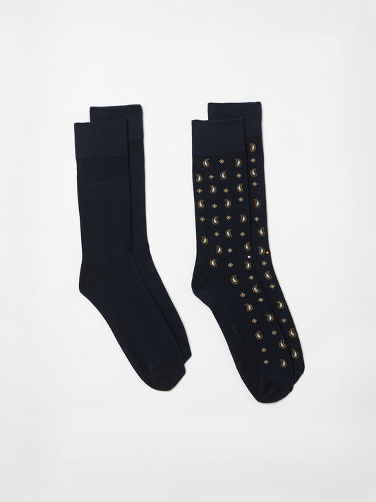 Gant Men Blue Printed Paisley Socks 2-Pack Gift Box