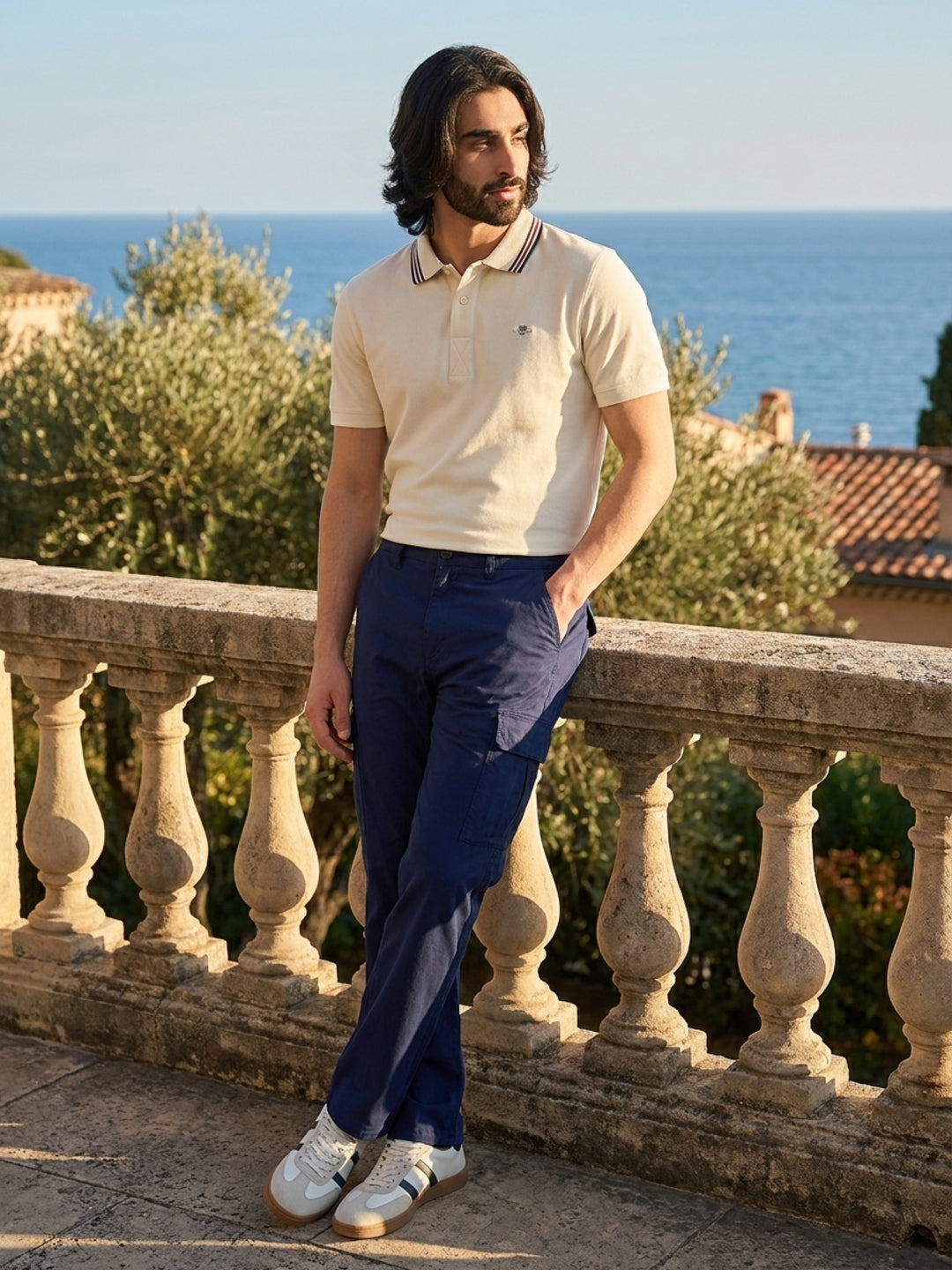 Gant Men Blue Solid Regular Fit Pure Cotton Trouser