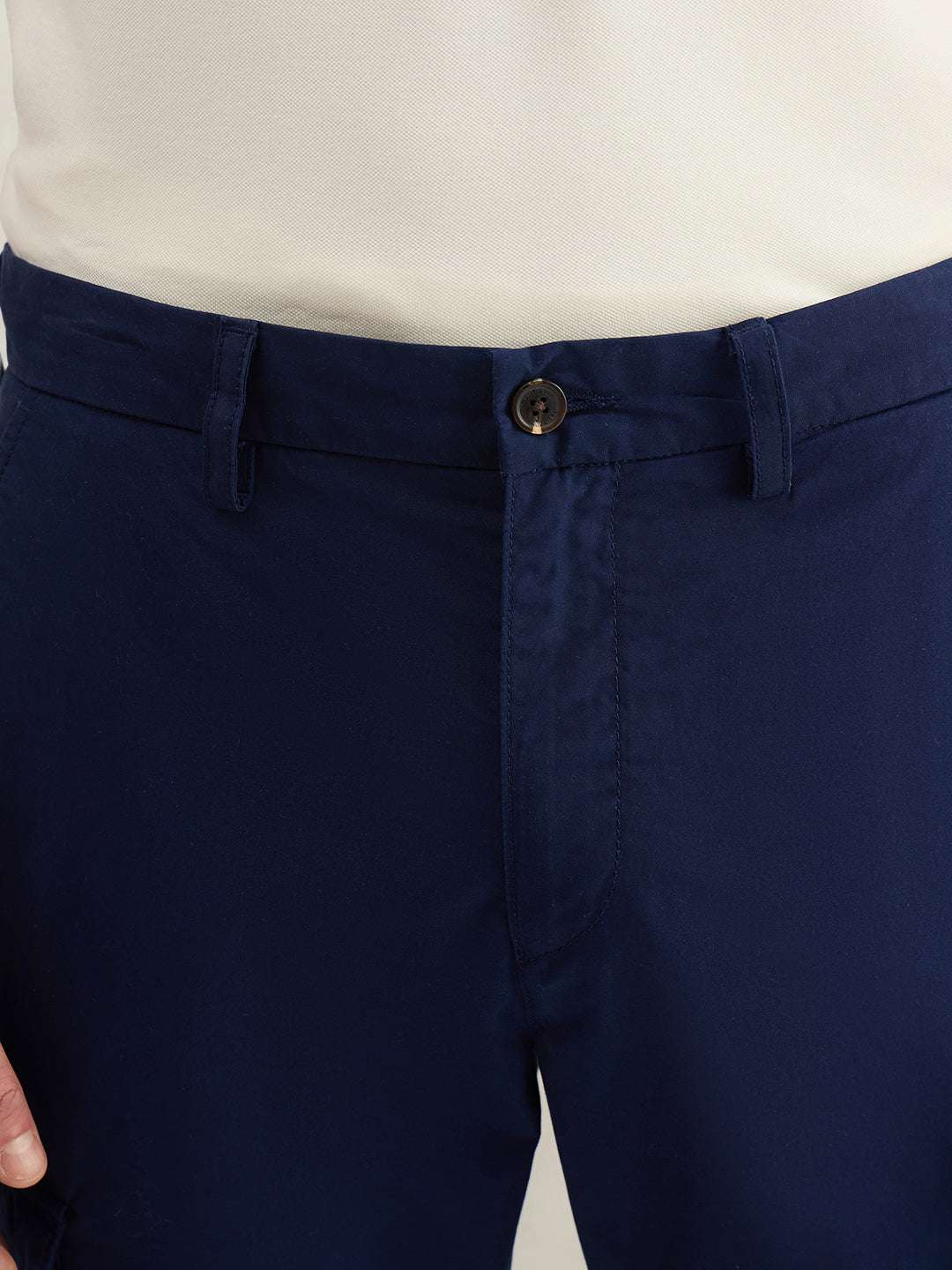 Gant Men Blue Solid Regular Fit Pure Cotton Trouser