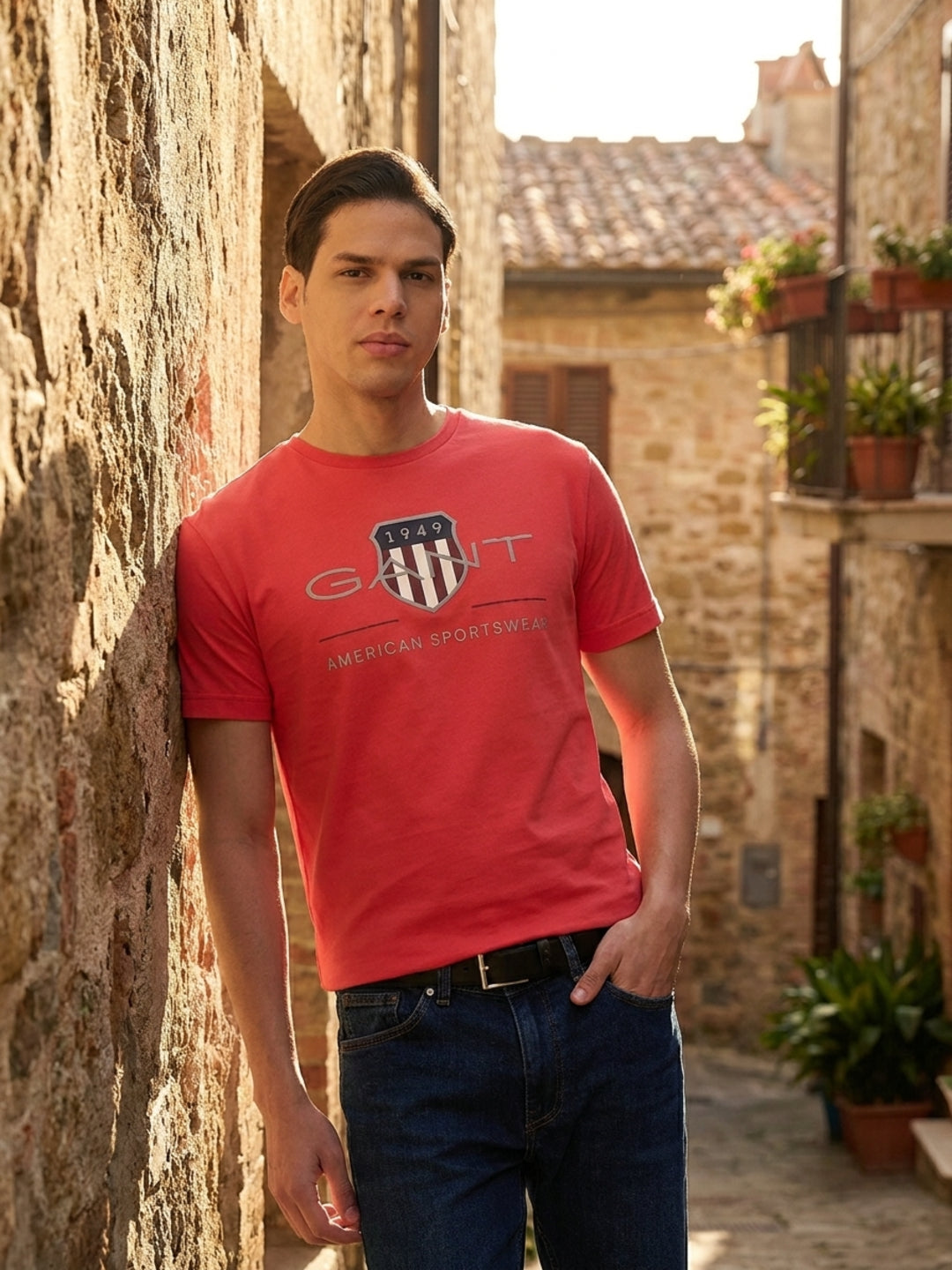 Gant Men Red Printed Regular Fit T-Shirt