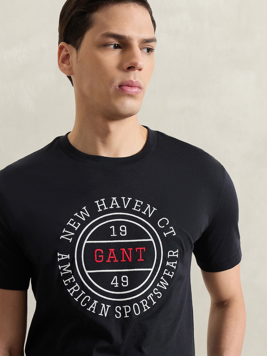 Gant Men Black Printed Regular Fit Pure Cotton T-Shirt