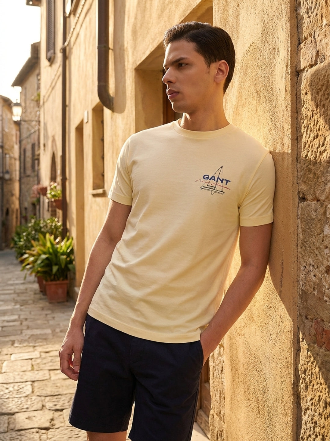 Gant Men Yellow Printed T-Shirt