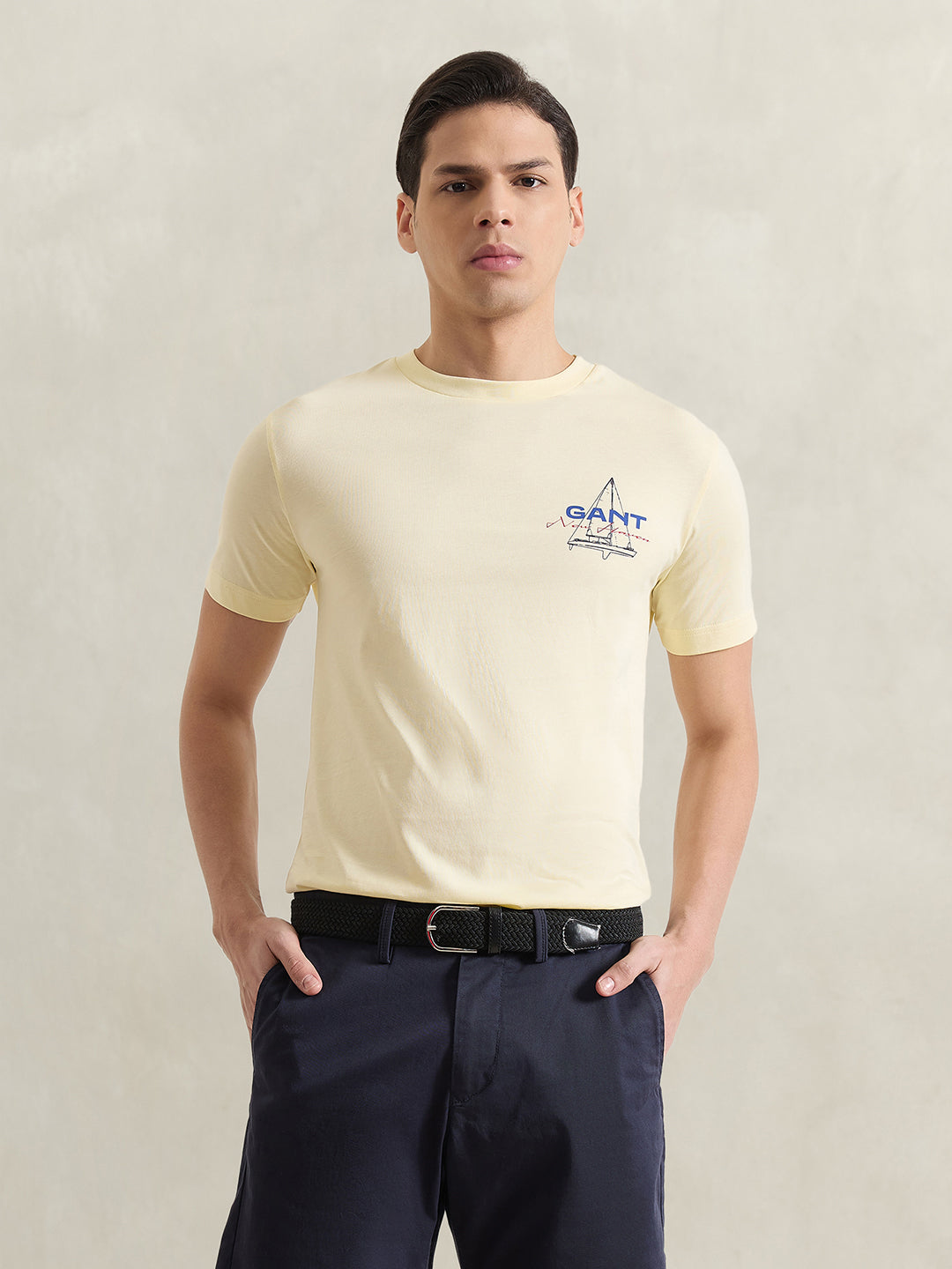Gant Men Yellow Printed T-Shirt