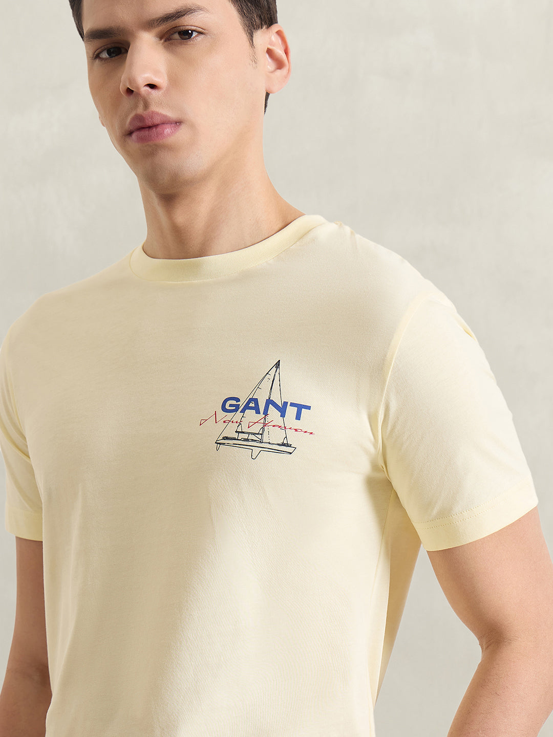 Gant Men Yellow Printed T-Shirt