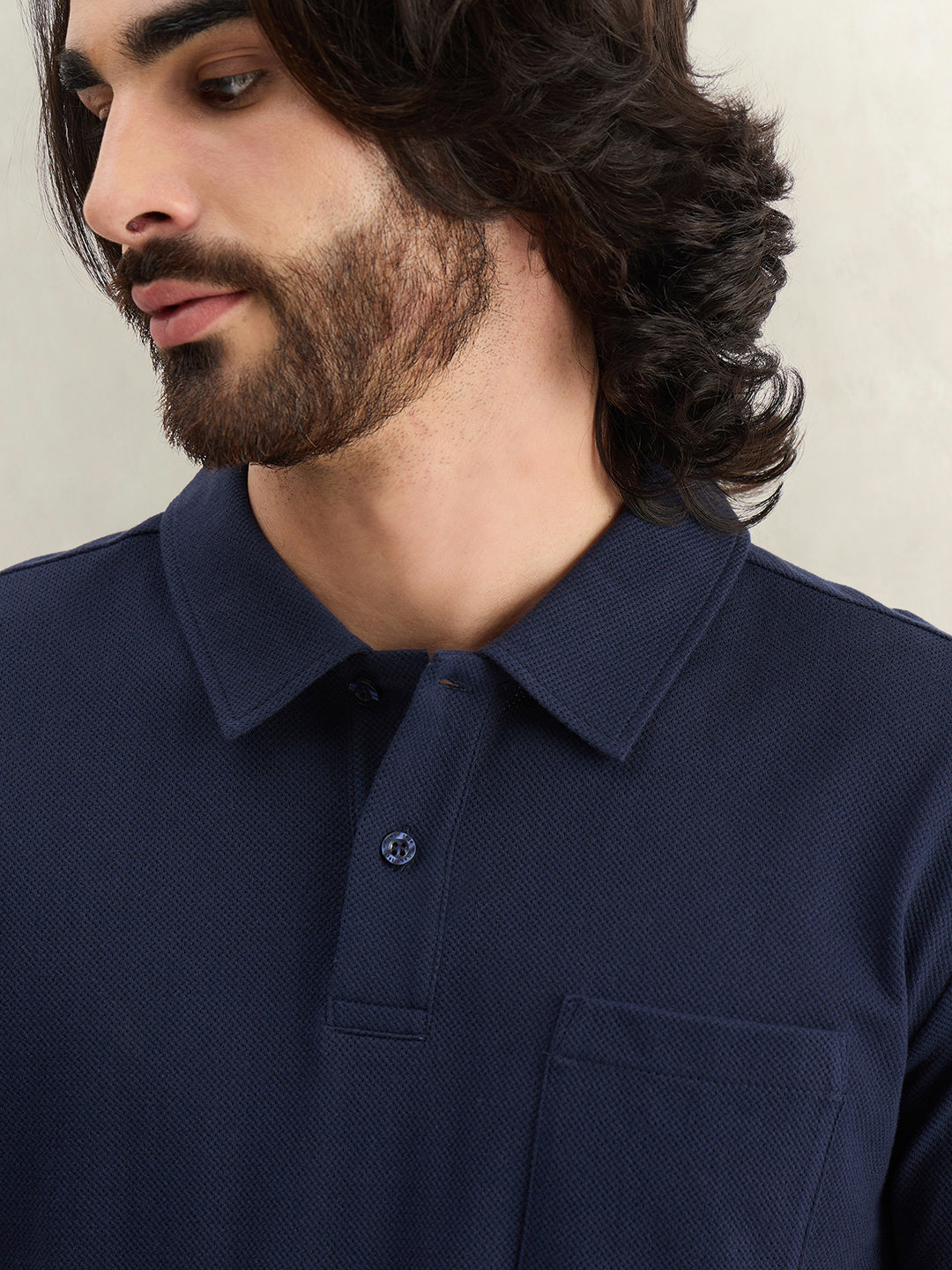 Gant Men Navy Blue Solid Regular Fit Polo T-Shirt