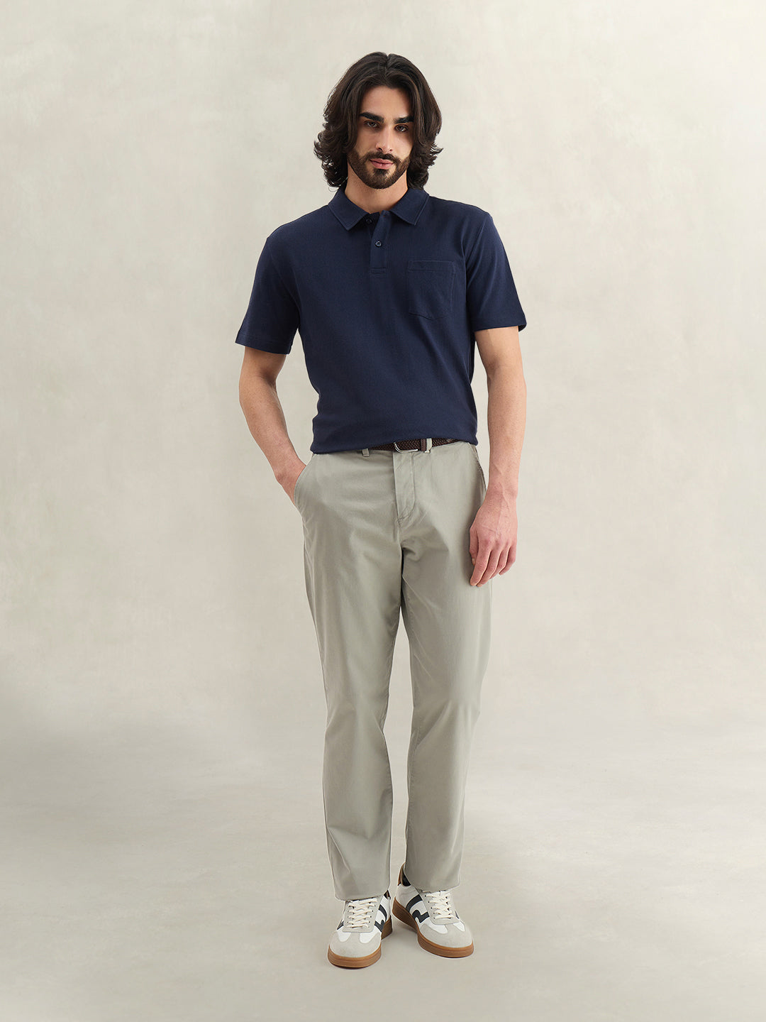 Gant Men Navy Blue Solid Regular Fit Polo T-Shirt