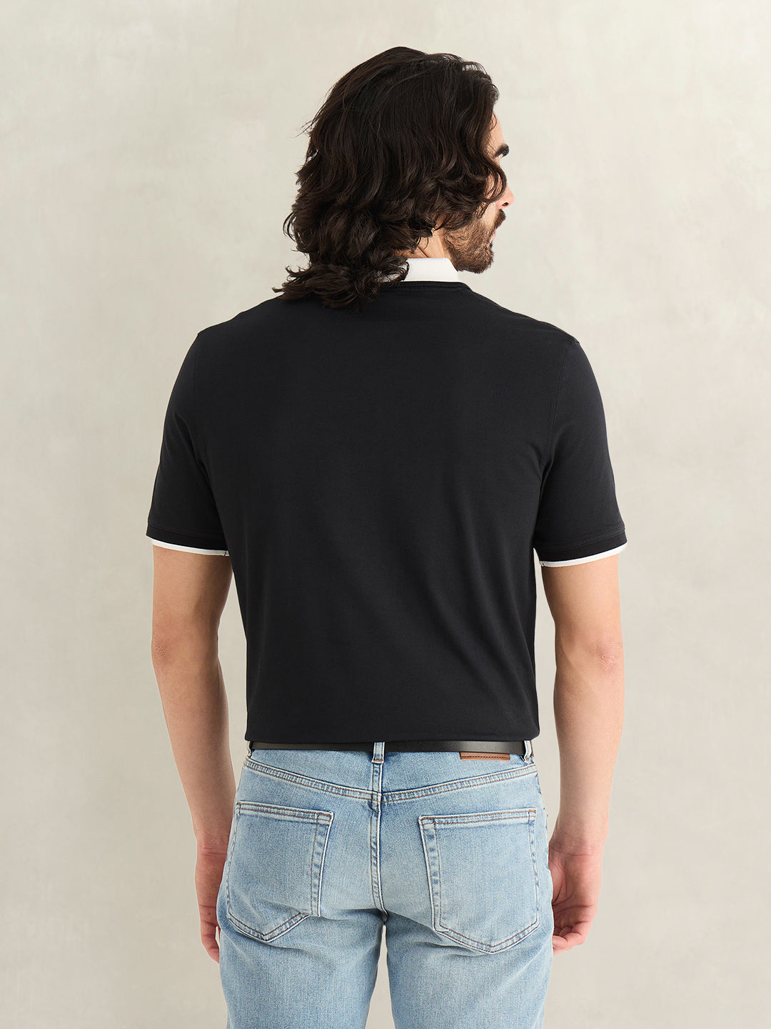 Gant Men Black Printed Regular Fit Pure Cotton Polo T-Shirt