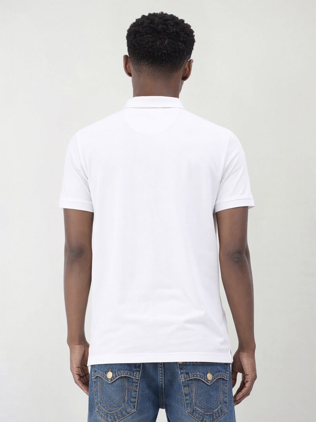 True Religion Men White Printed Regular Fit Pure Cotton Polo T-Shirt