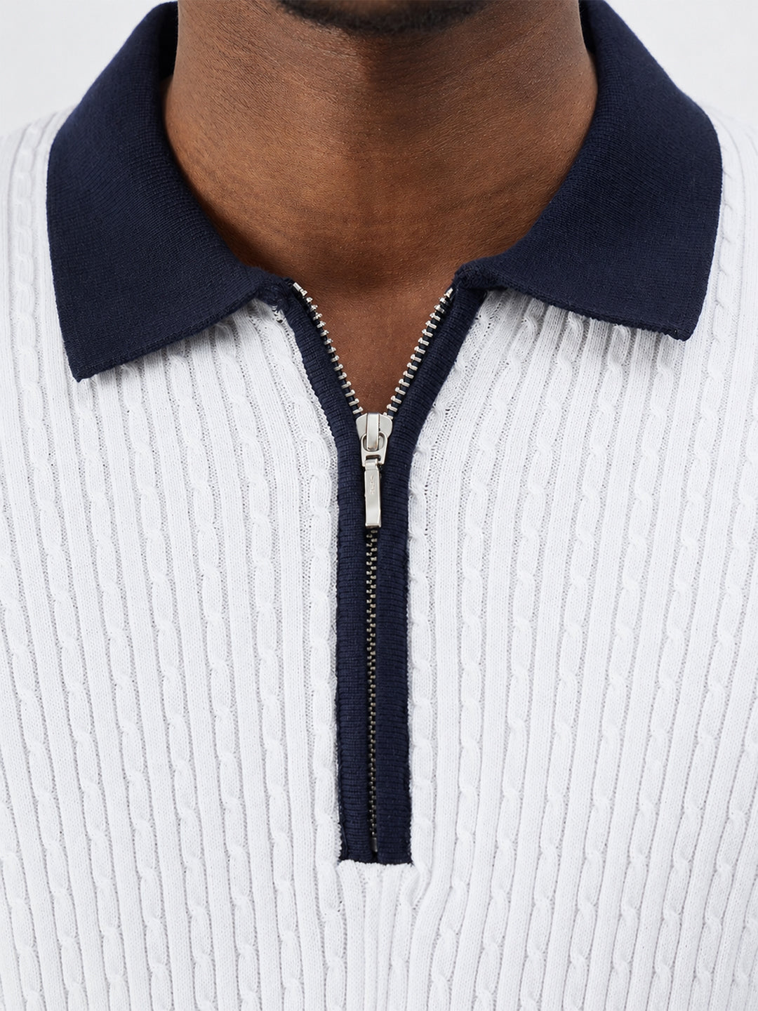True Religion Men White Solid Regular Fit Pure Cotton Polo T-Shirt