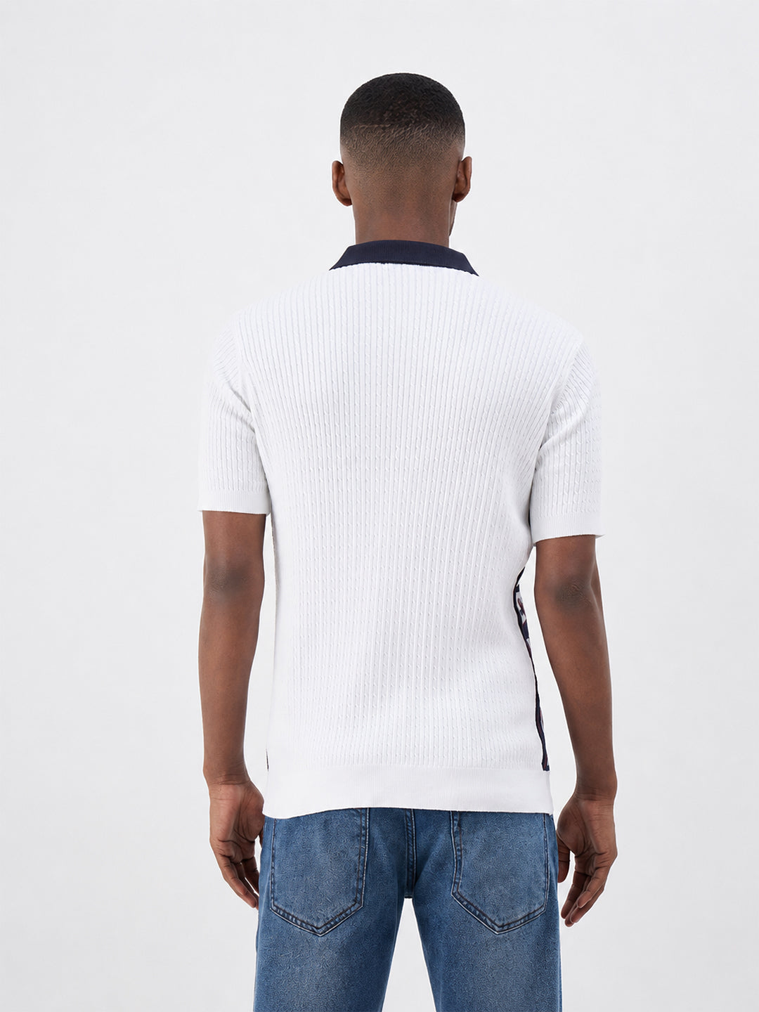 True Religion Men White Solid Regular Fit Pure Cotton Polo T-Shirt