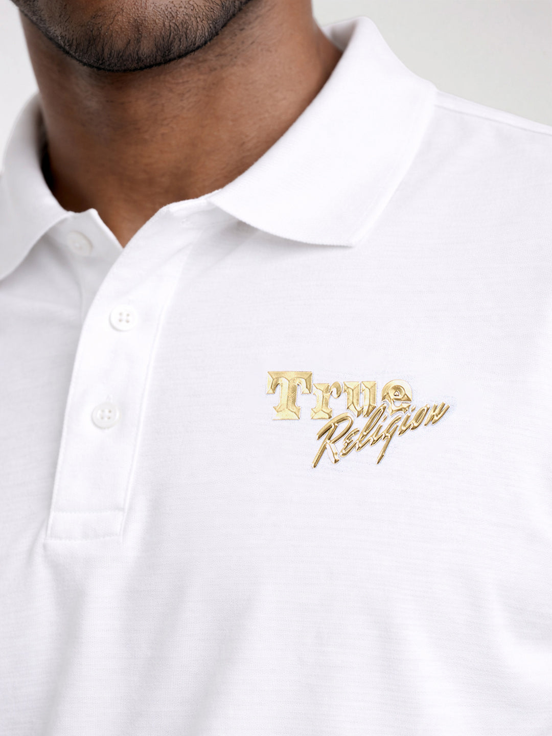 True Religion Men Black Solid Regular Fit Pure Cotton Polo T-Shirt