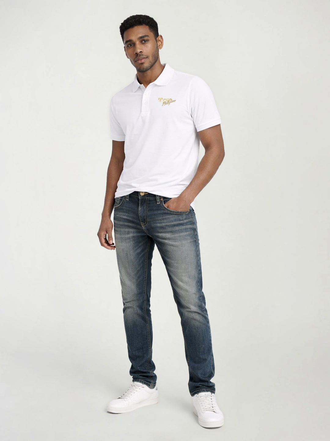 True Religion Men Black Solid Regular Fit Pure Cotton Polo T-Shirt
