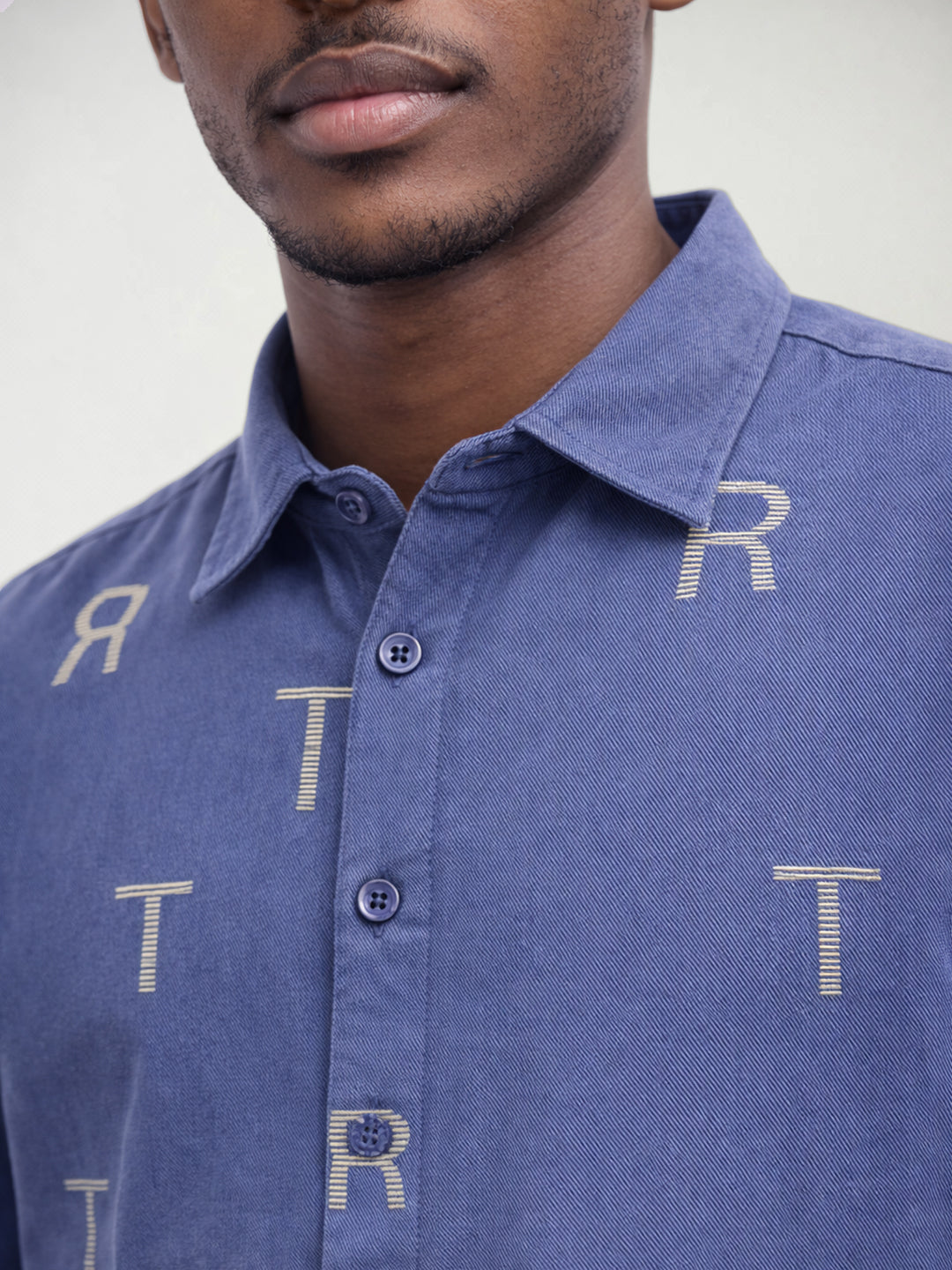 True Religion Men Blue Printed Regular Fit Shirt