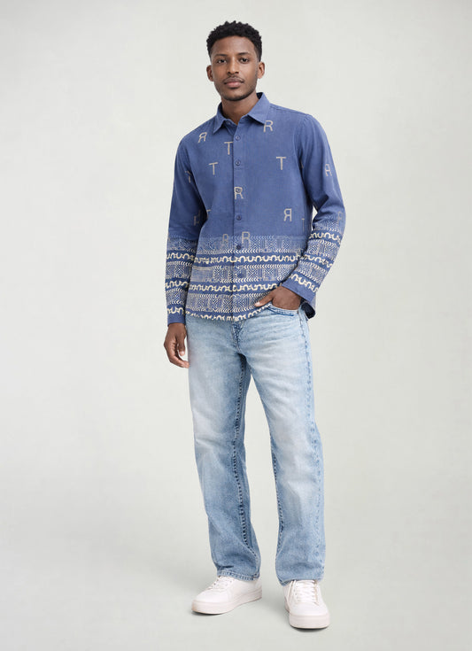 True Religion Men Blue Printed Regular Fit Shirt