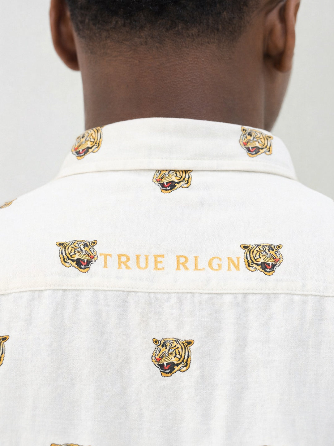 True Religion Men Cream Printed Regular Fit Pure Cotton Shirt
