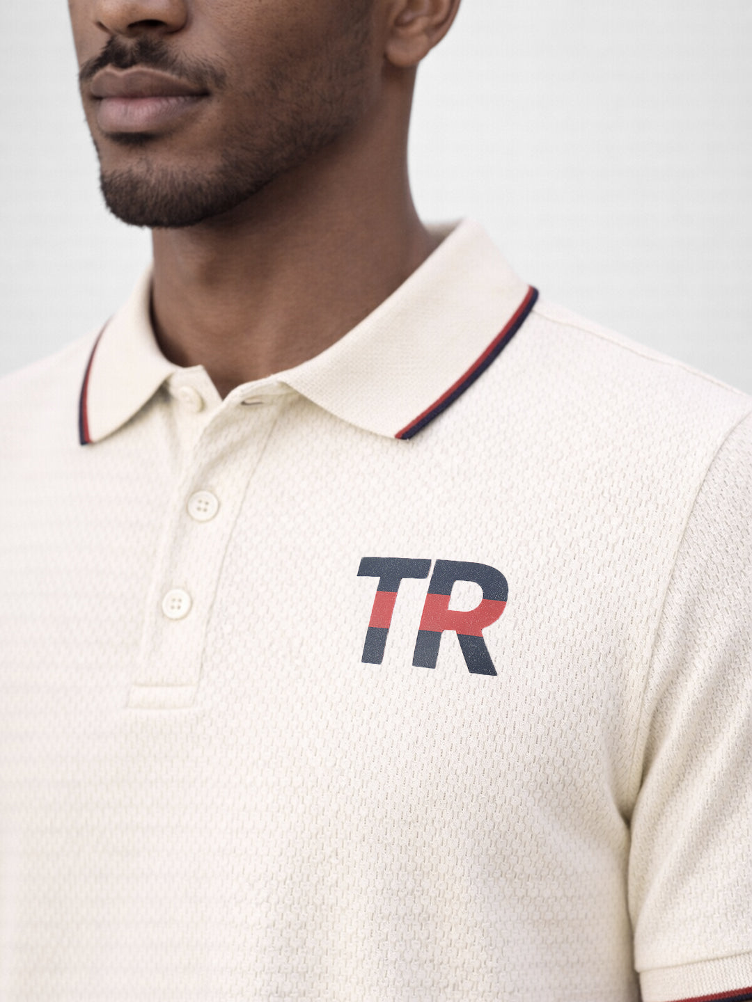 True Religion Men Cream Solid Regular Fit Polo T-Shirt