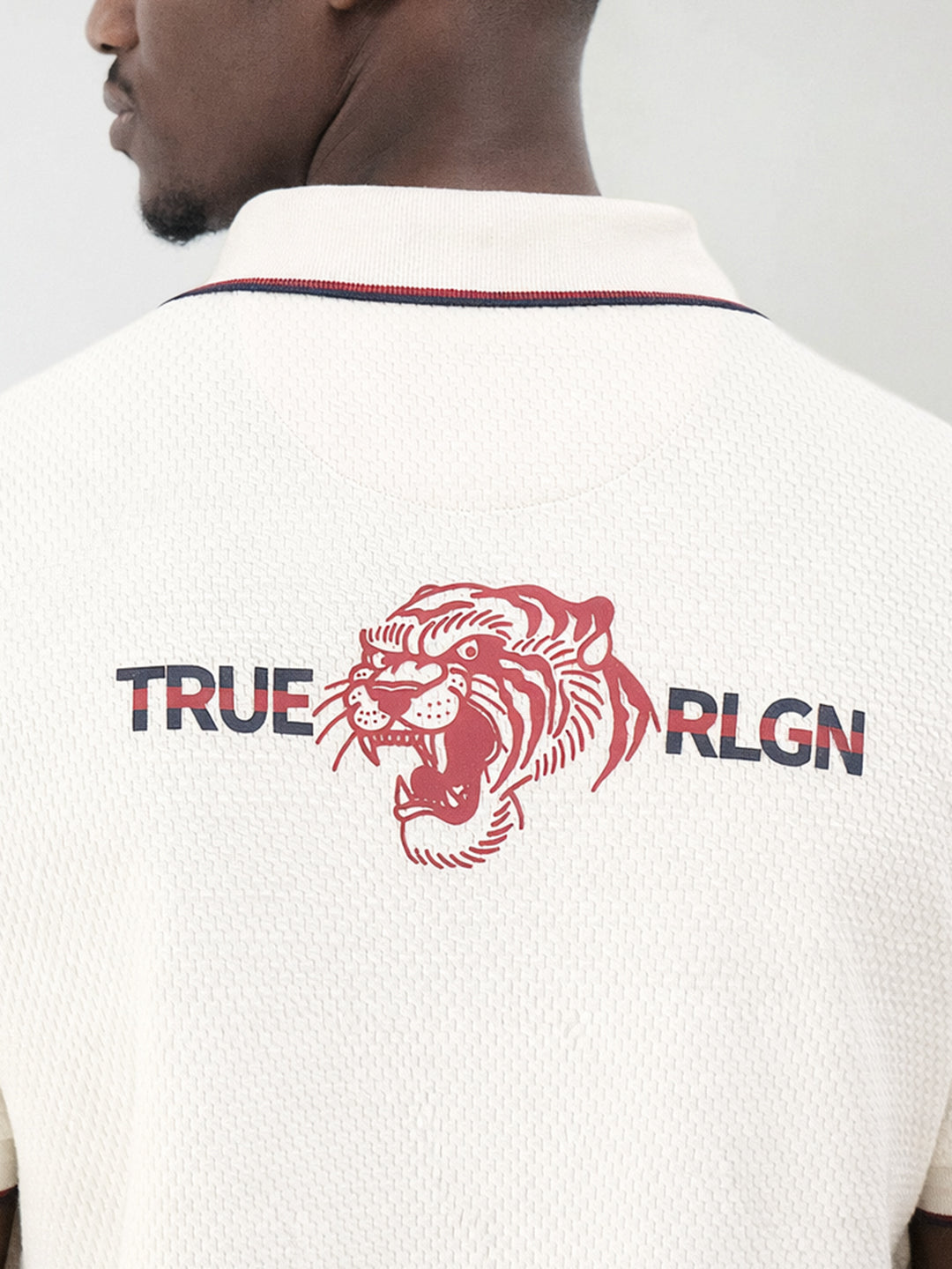 True Religion Men Cream Solid Regular Fit Polo T-Shirt