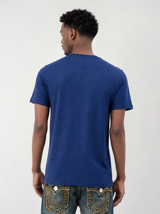 True Religion Men Solid Blue T-Shirt