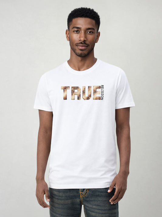 True Religion Men Solid White T-Shirt