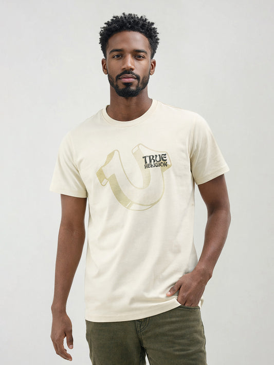 True Religion Men Solid Cream T-Shirt