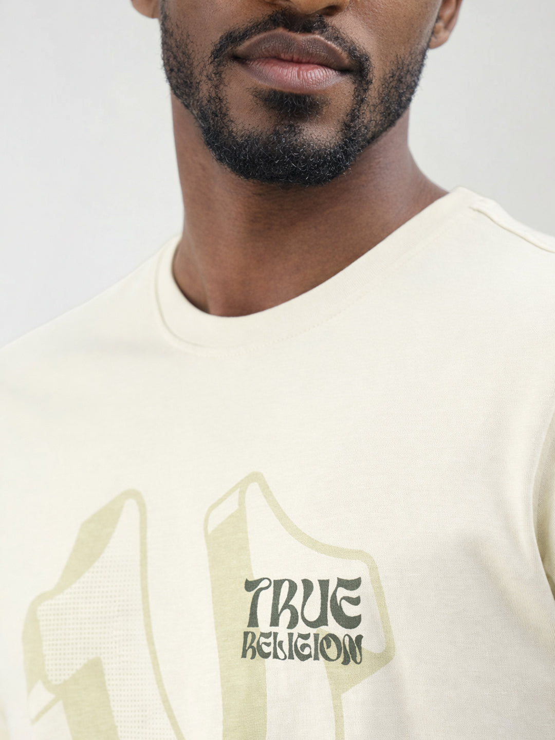 True Religion Men Solid Cream T-Shirt