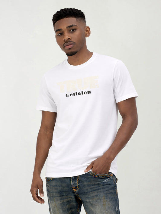 True Religion Men Solid White T-Shirt