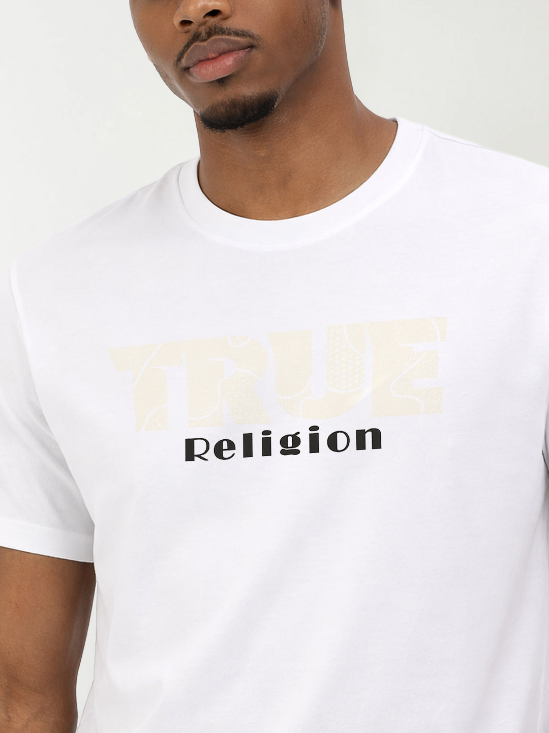True Religion Men Solid White T-Shirt